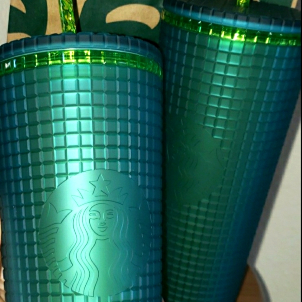 STARBUCKS Mountain Dew Green, Matte Soft Touch Grid Tumbler Cup 24oz